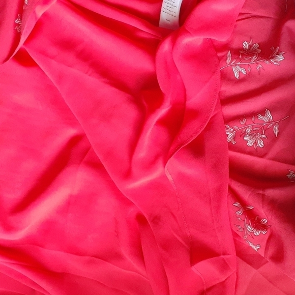 JOIE Daymon B Floral-Print Crepe De Chine MIDI Wrap Dress in Tomato Red Size S - Picture 16 of 16